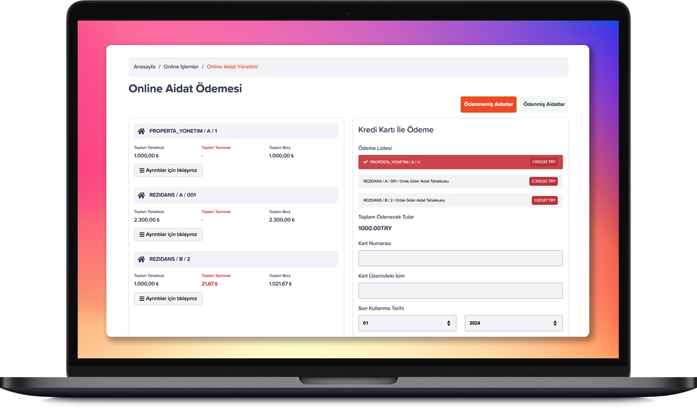 Online Aidat Tahsilatı